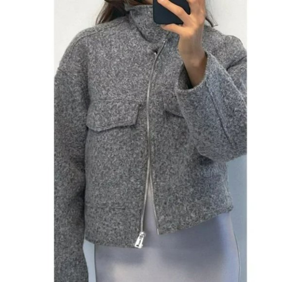 ZARA CROPPED BOUCLE JACKET - Picture 5 of 6